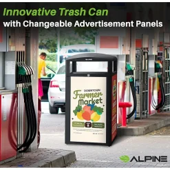 Alpine Industries Steel Outdoor Trash Can with Covered Top Lid, 40-Gallon, Gray Stone (ALP471-40-GRYS-SGN)