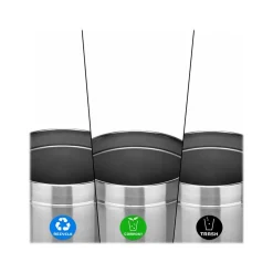 Alpine Industries Three-Stream Recycling Station, 81-Gallon, Stainless Steel (ALP475-27-R-T-CO)