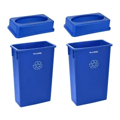 Alpine Industries Trash Can with Slotted Lid, 23-Gallon, Blue, 2/Pack (ALP477-R-BLU-PKG1-2)