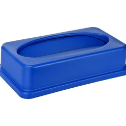 Alpine Industries Trash Can with Slotted Lid, 23-Gallon, Blue, 2/Pack (ALP477-R-BLU-PKG1-2)