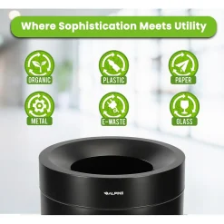 Alpine Stainless Steel Trash Can, 50-Gallon, Matte Black (ALP475-50-BLK)