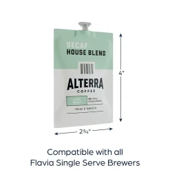 Alterra House Blend Decaf Coffee Flavia Pods, Light Roast, 100/Carton (MDRA187)