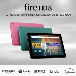 Amazon Fire HD, 12th Generation, 8" Tablet, WiFi, 32GB, Fire OS, Black (53-035893)