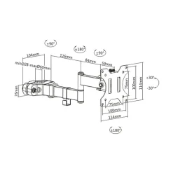 Amer Adjustable Full-Motion Pole Mount Monitor Arm, Up to 32