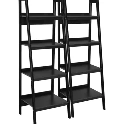 Ameriwood Home Lawrence 60"H 4-Shelf Ladder Bookcase Bundle, Black (9482096)