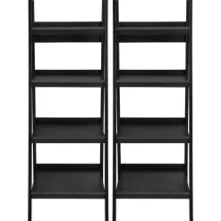 Ameriwood Home Lawrence 60"H 4-Shelf Ladder Bookcase Bundle, Black (9482096)