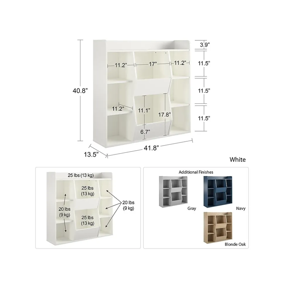 Ameriwood Tyler 40.8"H 9-Shelf Bookcase, Dove Gray Particle Board (4865412COM)
