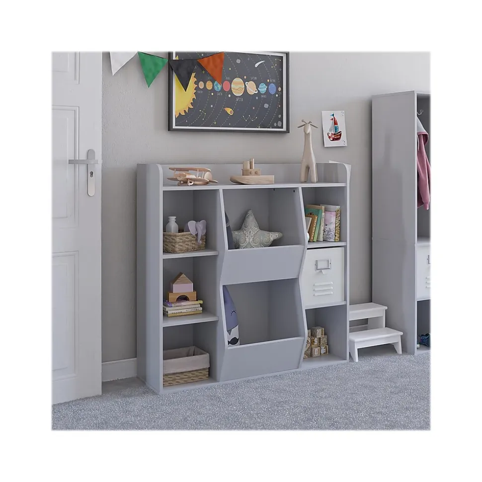 Ameriwood Tyler 40.8"H 9-Shelf Bookcase, Dove Gray Particle Board (4865412COM)