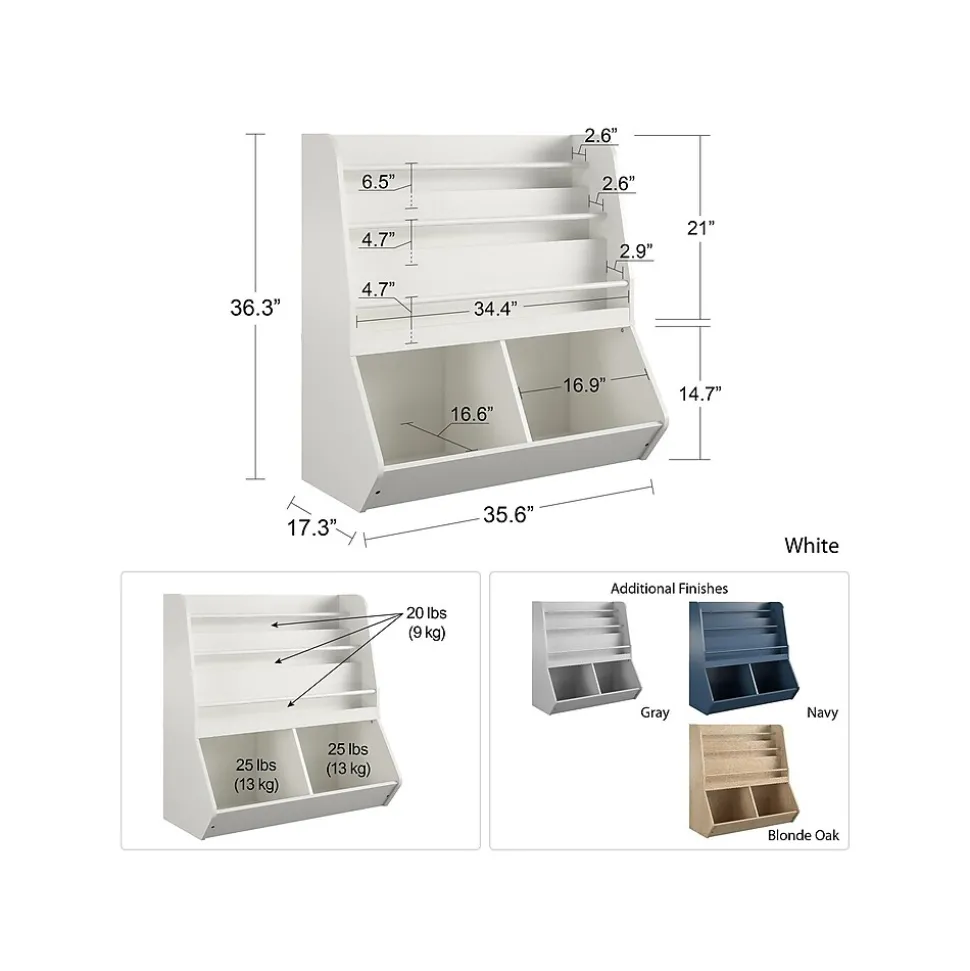 Ameriwood Tyler 36"H 5-Shelf Bookcase, White Particle Board (4947013COM)