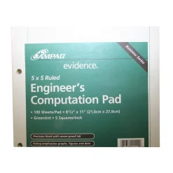 Ampad® Computation Pad, Quad Ruled, 11" x 8 1/2", Green (42-142)