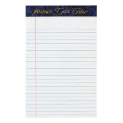 Ampad Gold Fibre Notepads, 5" x 8", College Ruled, White, 50 Sheets/Pad, 12 Pads/Pack (20054)