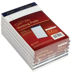 Ampad Gold Fibre Notepads, 5" x 8", College Ruled, White, 50 Sheets/Pad, 12 Pads/Pack (20054)