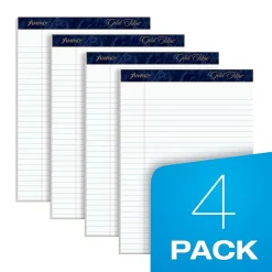 Ampad Gold Fibre Notepads, 8.5" x 11.75", Wide Ruled, White, 50 Sheets/Pad, 4 Pads/Pack (TOP20-031R)