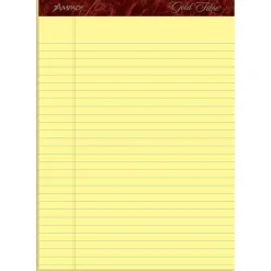 Ampad Gold Fibre Notepads, 8.5" x 11.75", Wide Ruled, Canary, 50 Sheets/Pad, 4 Pads/Pack (TOP20-032R)