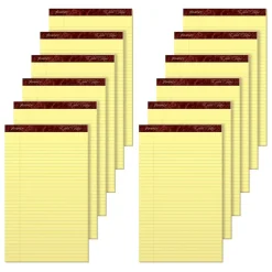 Ampad Gold Fibre Notepads, 8.5" x 14", Wide Rule, Canary, 50 Sheets/Pad, 12 Pads/Pack (TOP 20-030R)