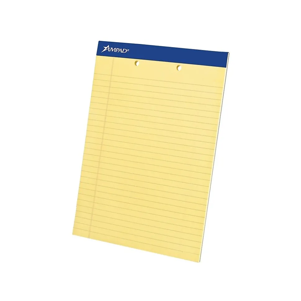 Ampad Notepads, 8.5" x 11.75", Wide Ruled, Canary, 50 Sheets/Pad, 12 Pads/Pack (TOP 20-224)