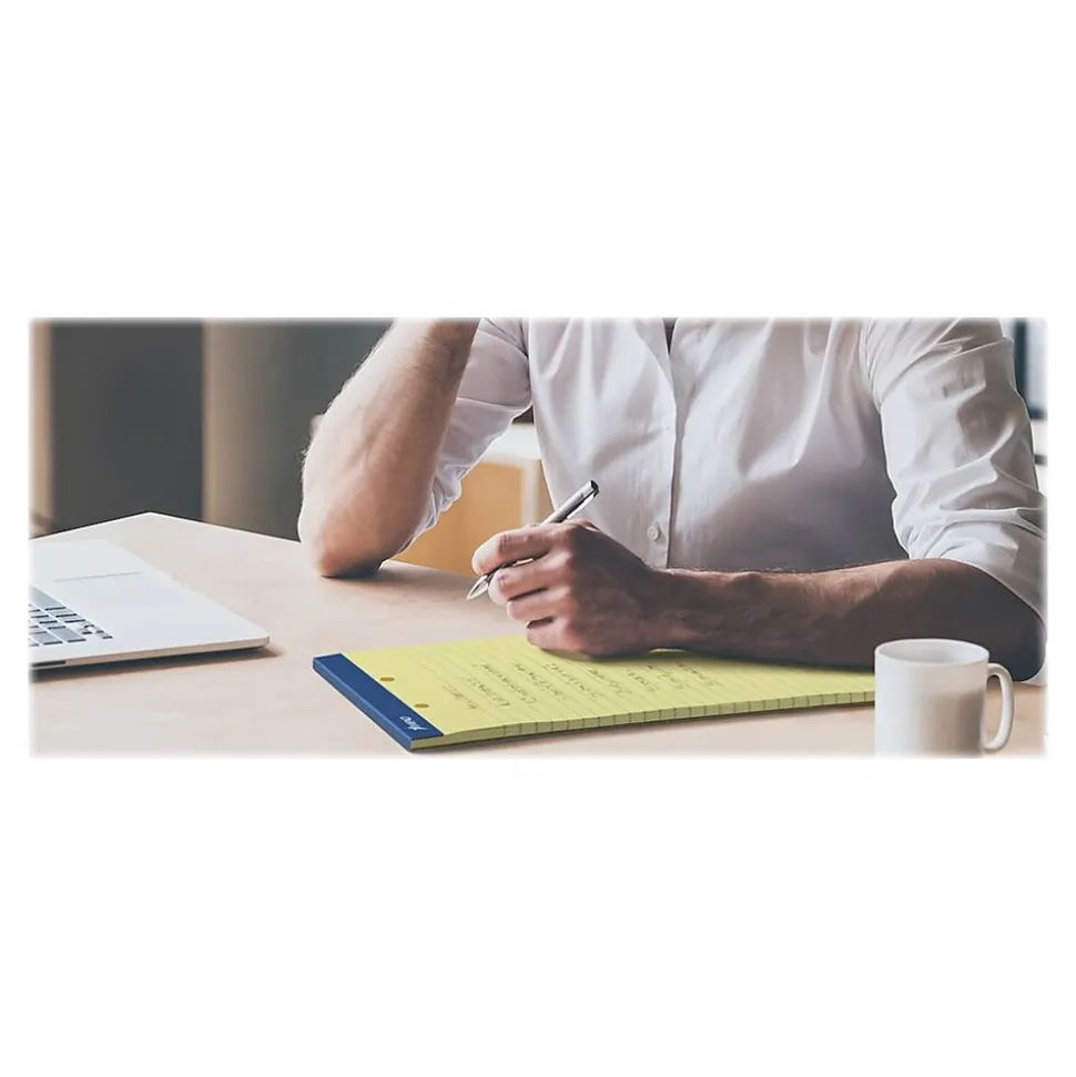 Ampad Notepads, 8.5" x 11.75", Wide Ruled, Canary, 50 Sheets/Pad, 12 Pads/Pack (TOP 20-224)