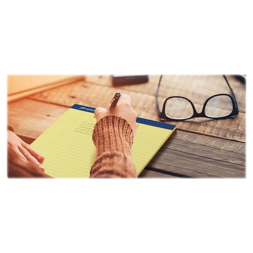 Ampad Notepads, 8.5" x 11.75", Wide Ruled, Canary, 50 Sheets/Pad, 12 Pads/Pack (TOP 20-224)