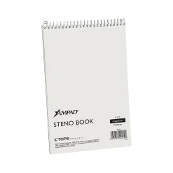 Ampad Steno Pad, 6" x 9", Gregg Rule, White, 70 Sheets/Pad (TOP25-472)