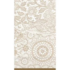 Amscan Delicate Lace Guest Towel, 2-ply, Tan/White, 16 Napkins/Pack, 4/Pack (538523)