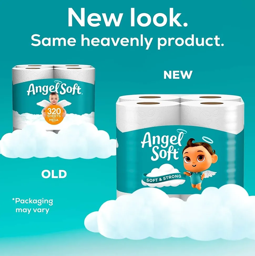 Angel Soft Mega Toilet Paper, 2-Ply, White, 320 Sheets/Roll, 48 Rolls/Pack (79403/50)