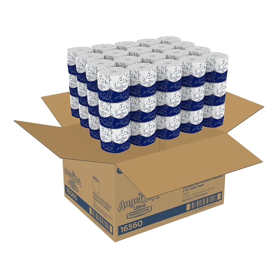 Angel Soft Ultra Professional Series 2-Ply Standard Toilet Paper, White, 400 Sheets/Roll, 60 Rolls/Carton (16560)
