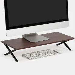 Anji Mountain Acacia Wood & Metal Monitor Stand, Up to 32" Monitor, Walnut (MS-WAL-04BLK)