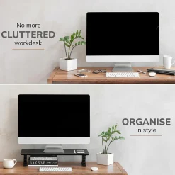 Anji Mountain Acacia Wood Monitor Stand, Up to 32" Monitor, Black (MS-BLK-02BLK)