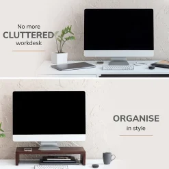 Anji Mountain Mango Wood Monitor Stand, Up to 32" Monitor, Walnut (MS-FNG-WAL)