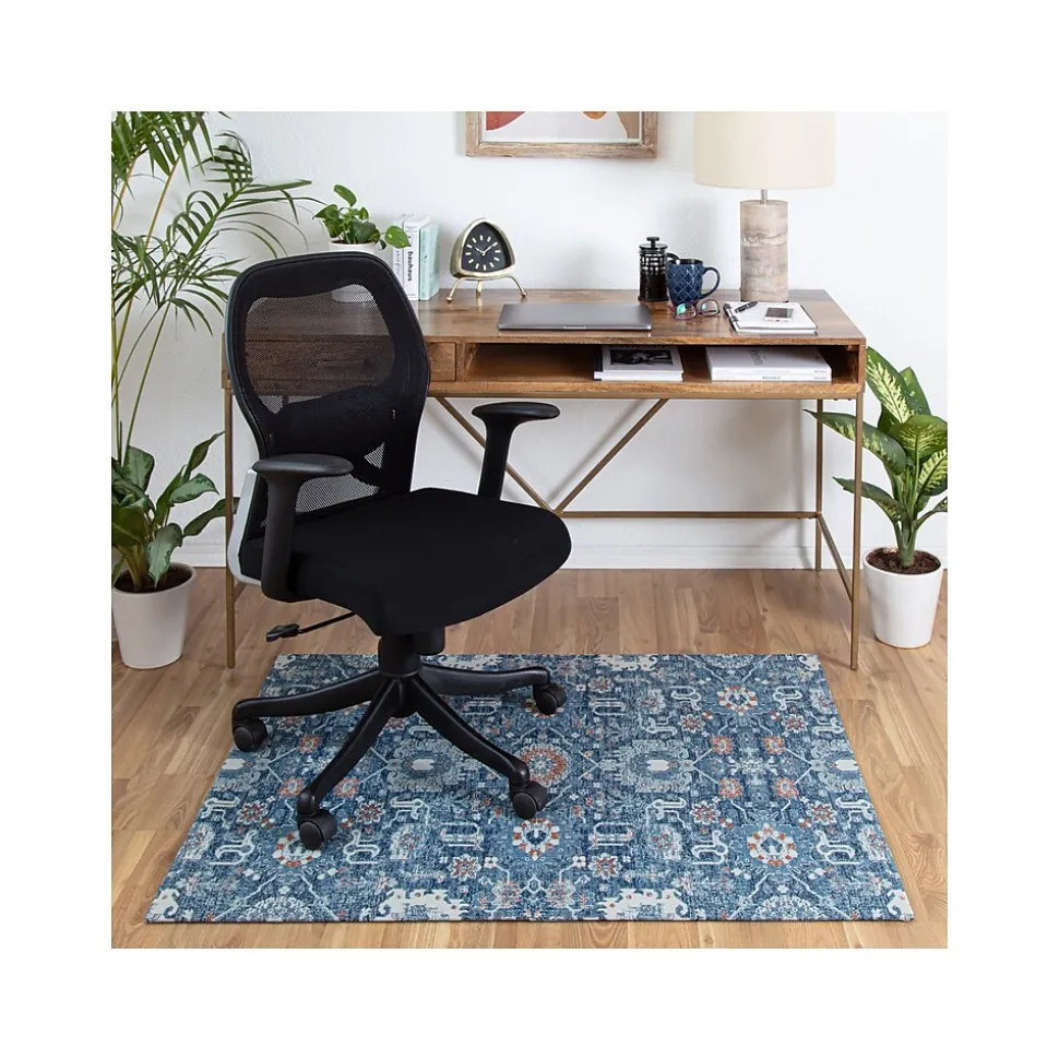 Anji Mountain Rug'd Alta Carpet & Hard Floor Chair Mat, 36" x 48", Blue/Ivory Polyester (AMB9033)
