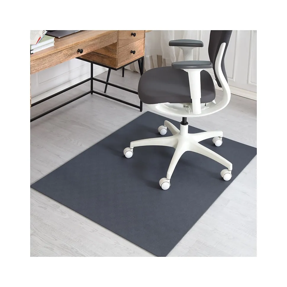Anji Mountain Rug'd Beluga Carpet & Hard Floor Chair Mat, 36" x 48", Gray Polyester (AMB9029)