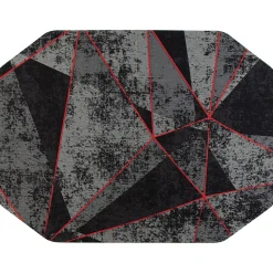 Anji Mountain Rug'd Cracked Ice Carpet & Hard Floor Chair Mat, 36" x 48", Gray/Red (AMB9103)