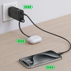 Anker Fusion Built-in USB-C 3-in-1 Power Bank, 5000 mAh, Black (A1636H11)