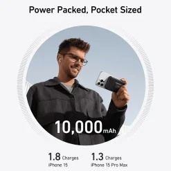 Anker MagGo MagSafe Wireless USB-C Power Bank for iPhone 12 and later, 10,000 mAh, Black (A1654H11-1)