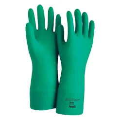 Ansell Sol-Vex Unsupported Nitrile Gloves, Flock Lined, Straight Cuff, Size 10, Green, 12 Pair/Box (37-175-10)