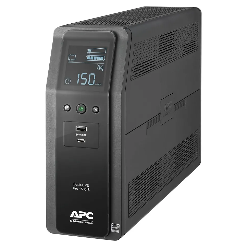 APC Back-UPS Pro 1500VA Battery Backup and Surge Protector, 10-Outlets, Black (BR1500MS2)