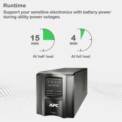 APC Series 750VA UPS with APC SmartConnect, 6-Outlets, Black (SMT750C)