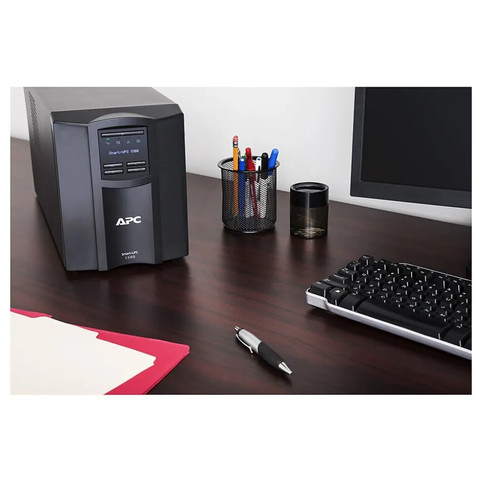 APC Smart-UPS, Line Interactive, 1500VA, Tower, 120V, 8x NEMA 5-15R outlets, SmartConnect Port+SmartSlot, AVR, LCD (SMT1500C)