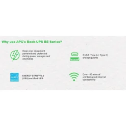 APC UPS Battery Backup, 900VA UPS with 6 Backup Battery Outlets, USB Type-C, White (BE900G3)