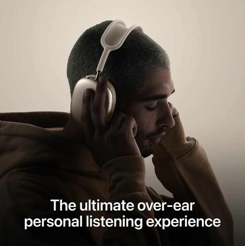 Apple AirPods Max Wireless Active Noise Canceling Over-Ear Headset, USB-C, Bluetooth, Starlight (MWW53AM/A)