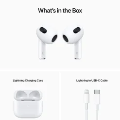 Apple AirPods (3rd Gen) Bluetooth Earbuds with Lightning Charging Case, White (MPNY3AM/A)