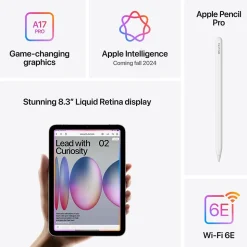 Apple iPad mini (A17 Pro) 8.3" Tablet, WiFi, 128GB, Starlight (MXN83LL/A)