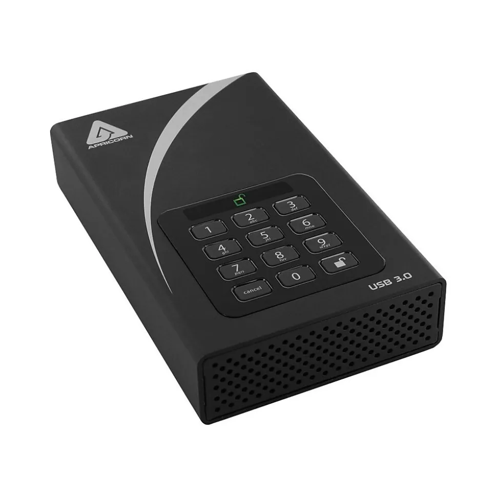 Apricorn Aegis Padlock DT 4TB USB 3.0/USB 2.0 External Hard Drive, Black (ADT-3PL256F-4000)