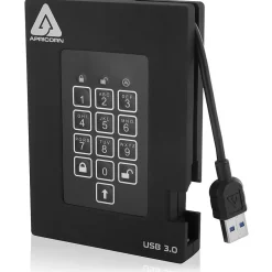 Apricorn Aegis Padlock Fortress 500 GB USB 3.0 External Hard Drive, Gray (A25-3PL256-500F)