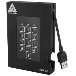 Apricorn Aegis Padlock Fortress 1TB 180 Mbps Read/Write USB 3.0 Solid State Drive, Black (A25-3PL256-S1000)