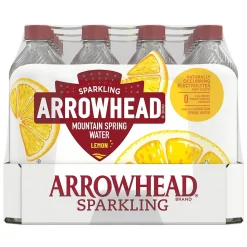 Arrowhead Sparkling Water, Lively Lemon, 16.9 oz. Bottles, 24/Carton (100953)