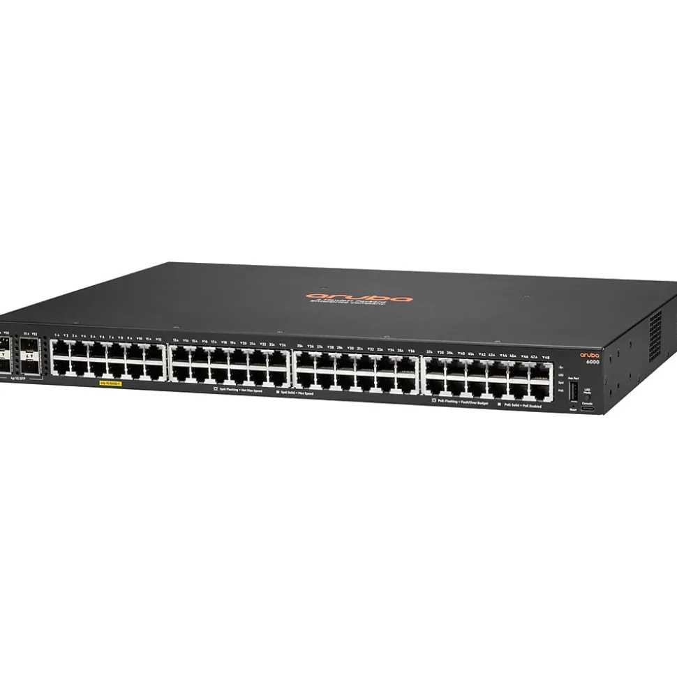 Aruba CX 6000 48-Port Gigabit Ethernet Managed Switch, Black (R8N85A#ABA)
