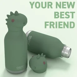 ASOBU Bestie Bottle Dinosaur Stainless Steel Vacuum Insulated Water Bottle, 16 oz., Green (ADNASBV44DI)
