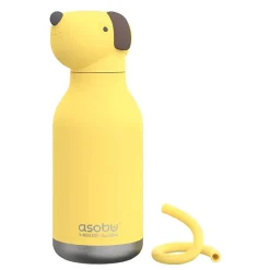 ASOBU Bestie Bottle Dog Stainless Steel Vacuum Insulated Water Bottle, 16 oz., Yellow (ADNASBV44DO)
