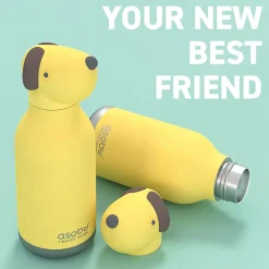 ASOBU Bestie Bottle Dog Stainless Steel Vacuum Insulated Water Bottle, 16 oz., Yellow (ADNASBV44DO)